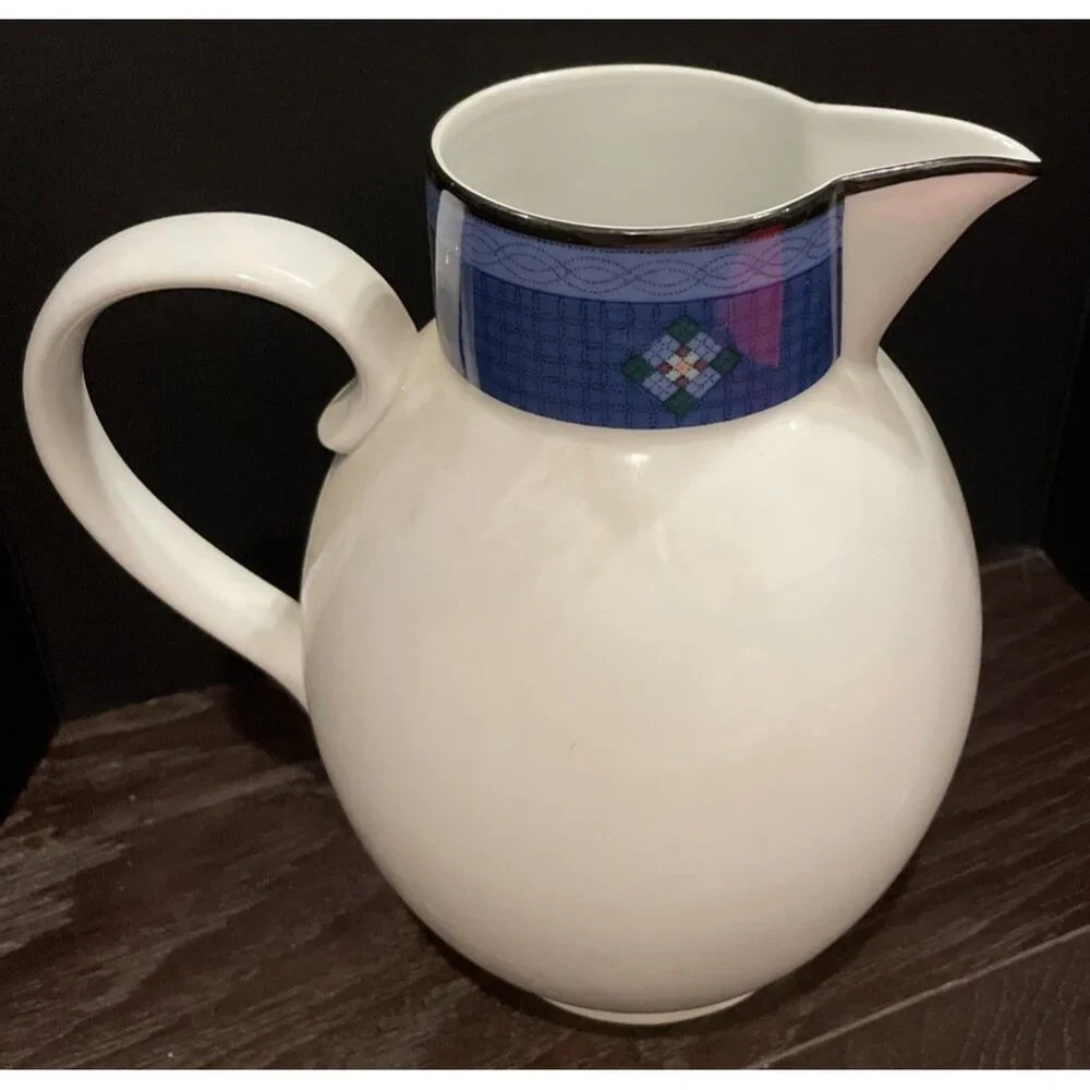 Dansk Portugal Quiltings Dinnerware Nine Patch Pitcher‎ Jug Vintage Colorful